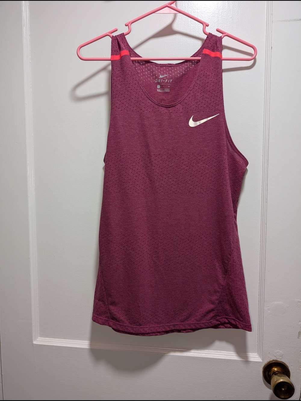 Nike Women’s Purple-Maroon Performance Tank with White Swoosh